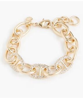 New! J.Crew Gold Crystal Chain Link Bracelet (1074) NWT